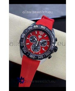 Tag Heuer F1 Edition Swiss Quartz Watch in Red Dial Stainless Steel Casing Rubber Strap