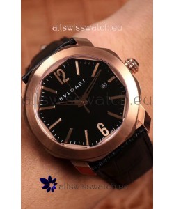 Bvlgari Octo Roma Edition 1:1 Mirror Replica in Rose Gold - Black Dial 