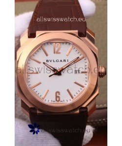 Bvlgari Octo Roma Edition 1:1 Mirror Replica in Rose Gold - White Dial 