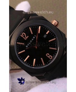 Bvlgari Octo Roma Edition 1:1 Mirror Replica in PVD Coated 904L Steel Casing - Steel Blue Dial Leather Strap