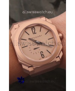 Bvlgari Octo Finissmo Edition 1:1 Mirror Replica Rose Gold Sandblasted Ceramic Casing and Strap 