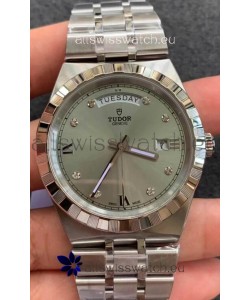 Tudor Royal Edition Watch - 1:1 Mirror Replica in Steel Casing - Grey Diamonds Dial