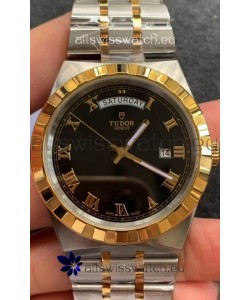 Tudor Royal Edition Watch - 1:1 Mirror Replica in Two Tone Casing - Black Roman Dial