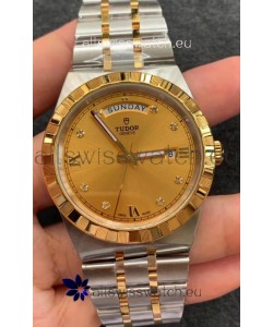 Tudor Royal Edition Watch - 1:1 Mirror Replica in Two Tone Casing - Gold Diamonds Dial