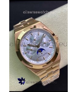 Vacheron Constantin Overseas Perpetual Calendar Ultra-Thin Steel Dial Rose Gold Casing Replica
