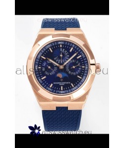 Vacheron Constantin Overseas Perpetual Calendar Ultra-Thin Blue Dial Rose Gold Casing Replica