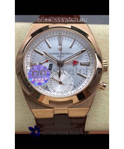 Vacheron Constantin Overseas Dual Time Rose Gold 1:1 Mirror Swiss Replica Watch in Steel Dial