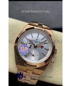 Vacheron Constantin Overseas Dual Time Rose Gold 1:1 Mirror Swiss Replica Watch in Steel Dial