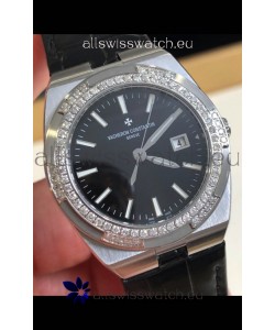 Vacheron Constantin Overseas Stainless Steel 33MM Swiss Quartz Replica Watch Black Dial 