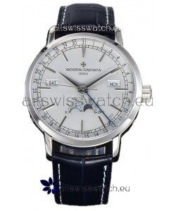Vacheron Constantin Traditionelle Complete Calendar White Gold Plating White Dial Swiss Replica