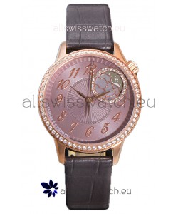 Vacheron Constantin Egerie Muse Moonphase Rose Gold Casing in Brown Dial Swiss Replica