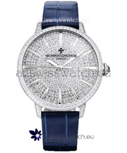 Vacheron Constantin Patrimony Self-Winding Jewellery Diamonds Paved Dial in White Gold Plating