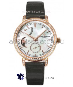 Vacheron Constantin Traditionelle Moon Phase Mother of Pearl Dial in Rose Gold Swiss Replica