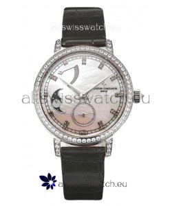 Vacheron Constantin Traditionelle Moon Phase Mother of Pearl Dial in Steel Case Swiss Replica