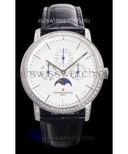 Vacheron Constantin Patrimony Perpetual Calendar Ultra-Thin White Gold White Dial Swiss Replica