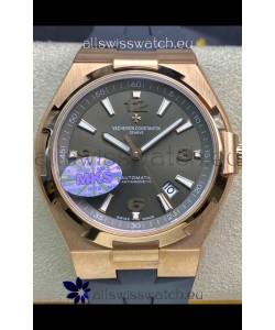 Vacheron Constantin Overseas 1:1 Mirror Replica 904L Rose Gold Steel Watch in Grey Dial - Rubber Strap