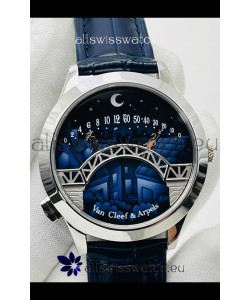 Van Cleef & Arpels Lady Arpels Pont des Amoureux in Stainless Steel Navy Blue Strap