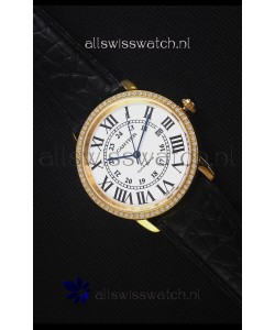 Cartier "Ronde De Cartier" Yellow Gold Case watch with Lab Created Diamonds Bezel