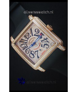 Franck Muller Conquistador King Automatic Watch in Pink Gold with Nylon Strap