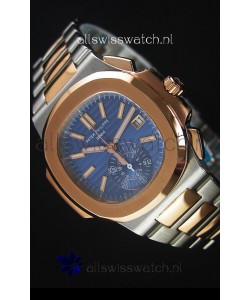 Patek Philippe Nautilus 5980 Chronograph Two Tone Case Blue dial - 1:1 Mirror Replica