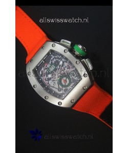 Richard Mille RM011 Filipe Massa Titanium Case Swiss Replica Watch in Orange Nylon Strap
