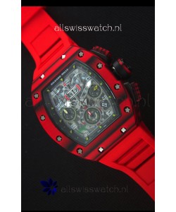 Richard Mille RM011-03 One Piece Red Forged Carbon Case Watch in Red Strap