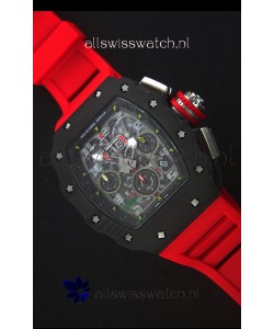 Richard Mille RM011-03 One Piece Black Forged Carbon Case Watch in Red Strap