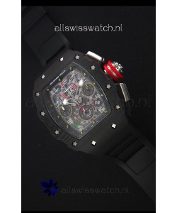 Richard Mille RM011-03 One Piece Black Forged Carbon Case Watch in Black Strap