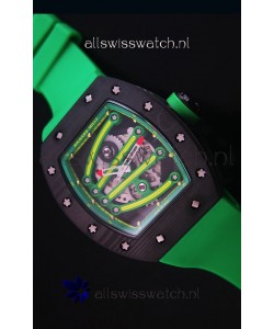 Richard Mille RM059 Yohan Blake Forged Carbon Case Swiss Replica Watch in Green Bezel
