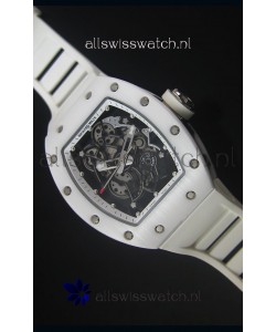 Richard Mille RM055 White Ceramic Case Watch in White Inner Bezel