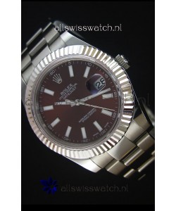 Rolex Datejust II 41MM with Cal.3136 Movement Swiss Replica Watch in Brown Dial Stick Markers 