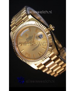 Rolex Day-Date 40MM Replica Watch in Gold Dial Roman Numerals Cal.3255 Swiss Movement