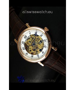 Breguet Classique Japanese Automatic Watch in Gold Skeleton Dial - Arabic Hour Numerals
