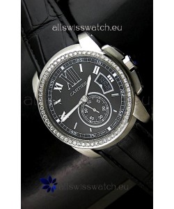 Cartier Calibre de Japanese Replica Watch in Black Dial