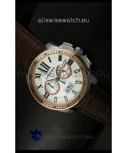 Calibre De Cartier Chronograph Japanese Replica Watch in Two Tone