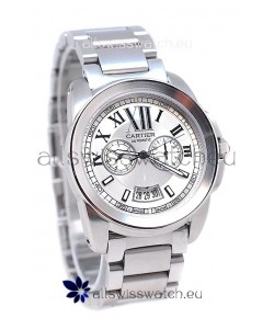 Calibre De Cartier Japanese Automatic Watch in White Dial