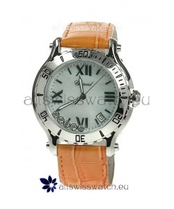 Chopard Happy Sport Diamonds Edition Replica Watch in White Pearl Dial