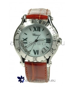 Chopard Happy Sport Diamonds Edition Replica Watch in Brown Strap