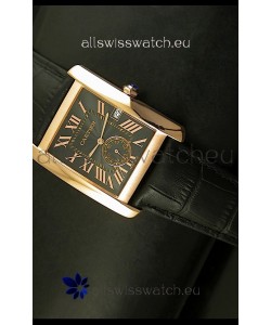 Cartier Tank Anglaise Japanese Replica Watch 34MM - Black Dial Pink Gold 