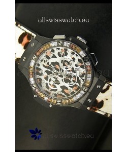Hublot Big Bang White Zebra Bang Edition in Black PVD Case 34MM Watch