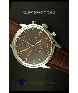 IWC Portuguese Chronograph Swiss Replica Watch in Steel Case - 1:1 Mirror Replica Edition