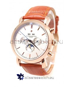 Vacheron Constantin Malte Perpetual Chronograph Japanese Replica Watch in White Dial