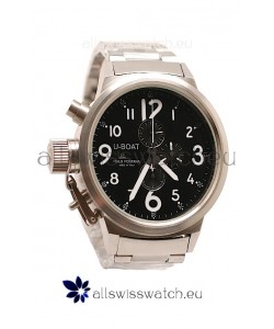 U-Boat Flightdeck Japanese Replica Steel Watch in Black Dial