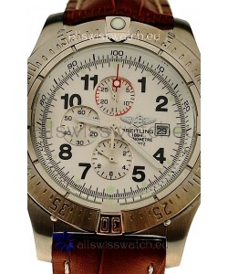 Breitling Chronograph Chronometre Japanese Watch in Brown Strap