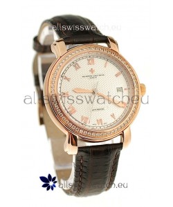 Vacheron Constantin Geneve Japanese Replica Gold Watch in Diamond Bezel