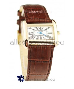 Cartier Tank Divan Japanese Replica Ladies Gold Watch