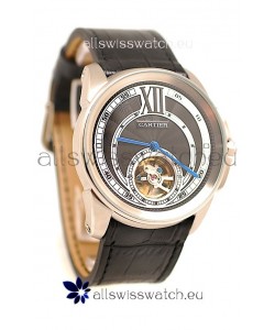 Calibre de Cartier Flying Tourbillon Japanese Replica Steel Watch 