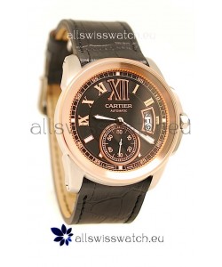 Calibre de Cartier Japanese Replica Pink Gold Watch 