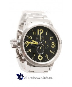 U-Boat Flightdeck Japanese Replica Steel Watch in Green Markers