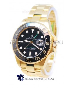 Rolex GMT Masters II 2011 Edition Swiss Replica Gold Watch in Black Cerarmic Bezel